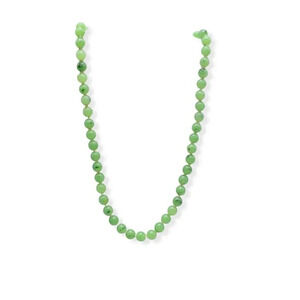 Trifari Green Faux Jade Acrylic Bead Beaded Hand Knotted Necklace 20.5"